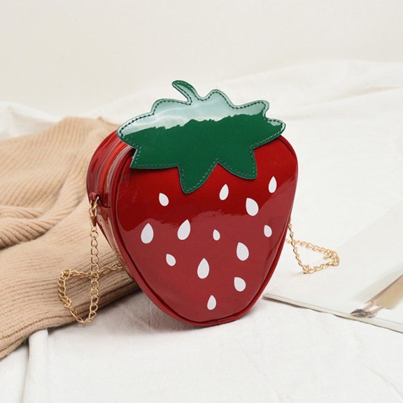 JoveMarine Women's Cute Strawberry Design Crossbody Shoulder Bag Creative Leather Purse and Coin Bag Perfect Gift for Girls and Fashion Lovers Red