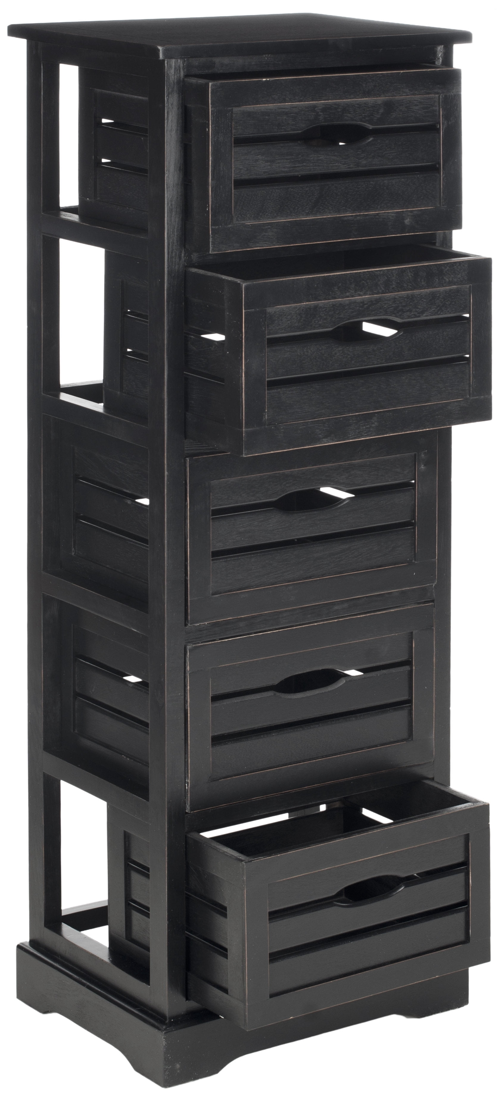 SAFAVIEH Sarina Solid Rustic 5 Drawer Cabinet, Distressed Black