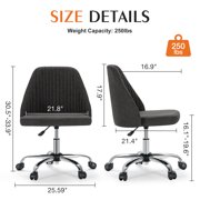 MCQ Stylish Twill Upholstered Lounge Office Desk Chair, Height-Adjustable Chair, Dark Grey