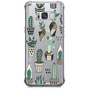 Galaxy S8 Case, KIOMY Crystal Clear Case with Design Cactus Floral Pattern Print Bumper Protective Shockproof Case for Samsung Galaxy S8 Flexible Soft Gel TPU Silicone Flowers Transparent Cover