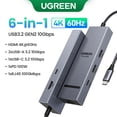 thumbnail image 3 of Concentrador USB C UGREEN de 10 Gbps, 4K60 Hz, HDMI, USB 3,2, PD100 W, divisor USB para ordenador portátil, MacBook Pro, Air, iPad, teléfono, estación de acoplamiento Android, 3 of 5