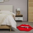 FORYULIK Gift Throw Blanket Red Lips Floor Mat Valentine's Day Flaming