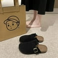 thumbnail image 3 of Zapatos De zuecos De corcho para Mujer, zapatillas planas con punta cerrada y suela gruesa para Mujer, zapatillas planas informales para exteriores para Mujer, Zapatos De Mujer tzw,Negro,38, 3 of 7