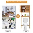 thumbnail image 4 of Kinfant Over The Toilet Storage Cabinet - with Adjustable Shelf and 6 Hooks Space Saver Double Door Organizer, Natural, 4 of 7