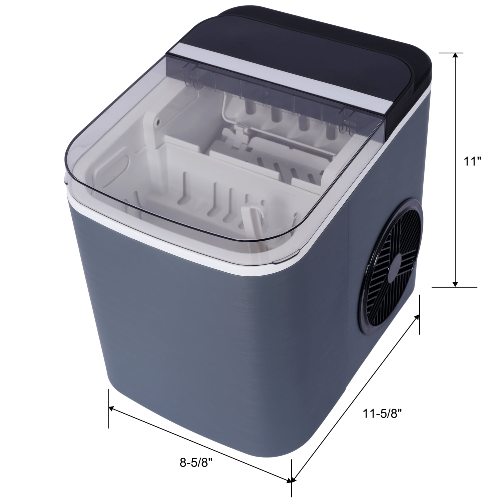 Leumius Countertop Ice Maker,Portable Ice Machine with Basket and Scoop,26Lbs/24H, 8 Ice Cubes in 6 Mins, Portable Ice Machine with Self-Cleaning for Home,Party,Travel,Camping,Gray