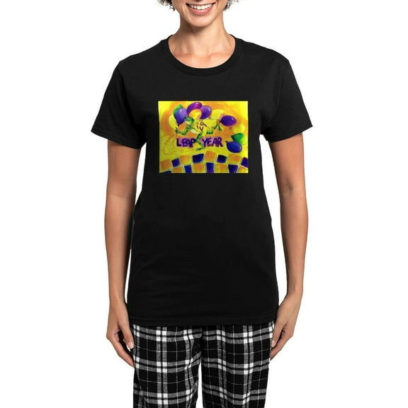 CafePress - Leap Year Balloons Pajamas - Women's Short Sleeve Print T-Shirt and Pants Dark Cotton Pajama Set