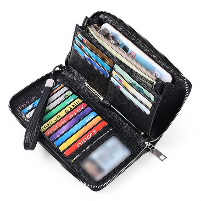 Multi Colour Leather Womens Wallet / RFID Zip Around Wallet 