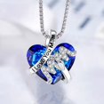 thumbnail image 4 of Luxury Fashion "Mom" Pendant Necklace Red Blue Heart Crystal Jewelry Ladies Anniversary Birthday Christmas Mother's Day Gift, 4 of 6