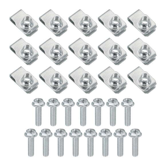 Uxcell Bolt and U-Nut Extruded U Nut & Body Bolt Kit Fastener Hardware for Automotive Metal Cars Motorcycles M8-1.25