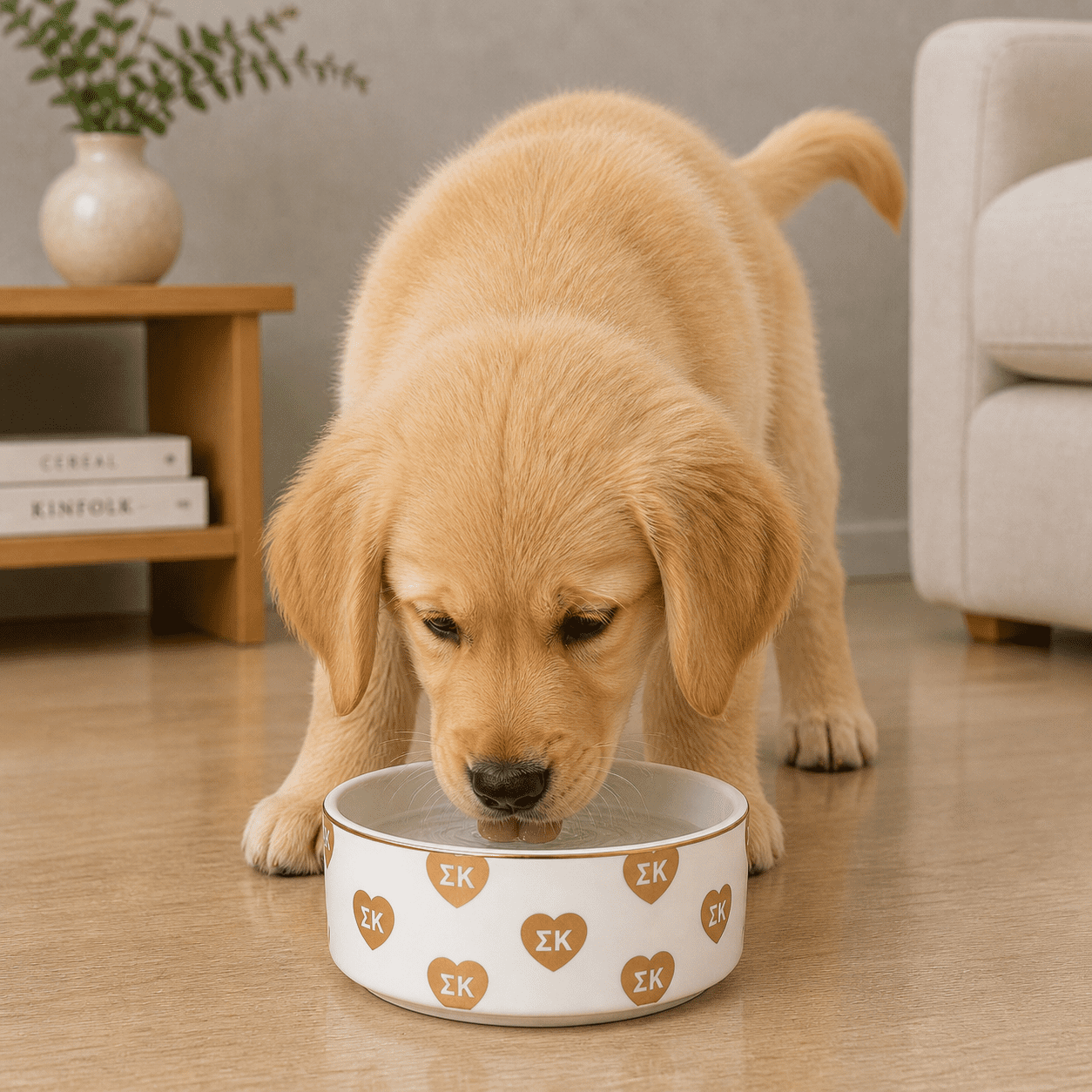 Sorority Shop Sigma Kappa Pet Bowl, 6" Ceramic Bowl for Dogs and Cats, Heart Design with Sorority Greek Letters, Use for Food or Water