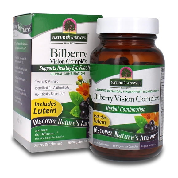 Nature's Answer Bilberry Vision Complex, Suplemento Ocular, 60 Unidades