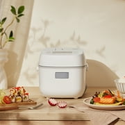 Toshiba Electric Rice Cooker, 3 Cup, 8 Cook Functions, Fuzzy Logic Technology, Delay Timer, White