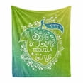 thumbnail image 1 of Tequila Soft Flannel Fleece Blanket, Green Tones Vibrant Ombre Design Salt Lime and Tequila Lettering on Flourish Lemon, Cozy Plush for Indoor and Outdoor Use, 70" x 90", Multicolor, by Ambesonne, 1 of 6