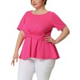 thumbnail image 1 of Top peplum delantero con nudo retorcido de mancorpamujer de talgrande Rosado XL, 1 of 5