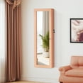 thumbnail image 3 of Dextrus Wall & Door Mounted LED Mirrored Jewelry Cabinet Storage Organizer with Full-Length Mirror Lockable - Pink, 3 of 11