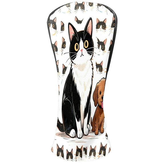 Golf Club Covers, While Pets Premium PU Leather Driver Hybrid Putter Head Covers with Velvet Lining, Waterproof Golf Gifts for Men Women