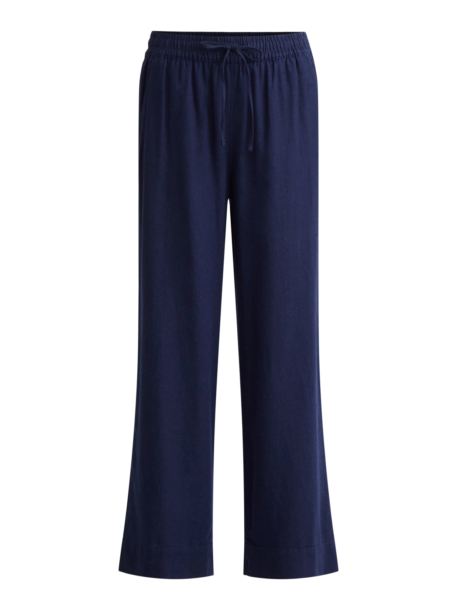 Time and Tru Women's and Women's Plus Wide Leg Linen Blend Pants, 29" Inseam, Sizes XS-4X