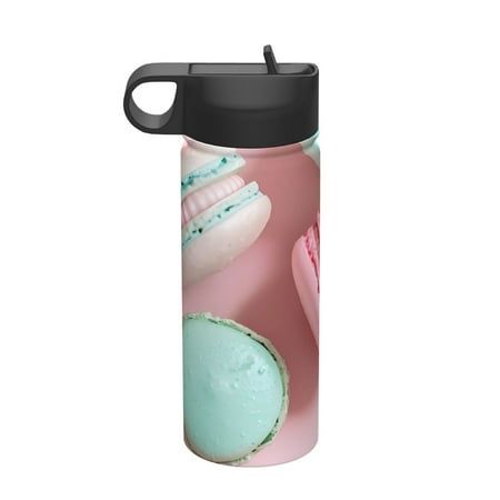 

KLL Pastel Macarons Delight Pattern 18OZ Water Bottle With Straw Stainless Steel Sports Water Cup Flask Sports Water Cup Flask Wide Mouth Travel Thermal Mug
