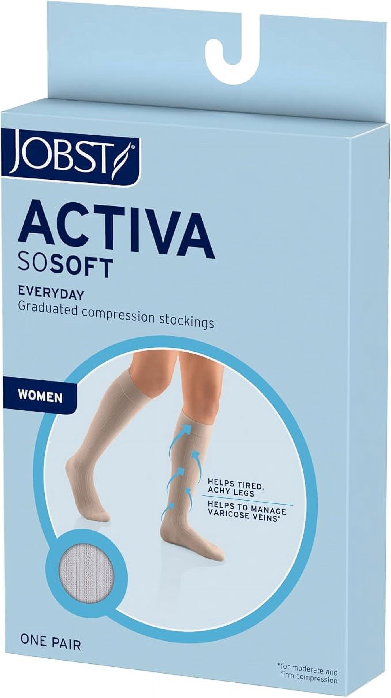 JOBST ACTIVA SoSoft 8-15 mmHg Compression Socks Knee High, Closed Toe, Ribbed, Large / Sand
