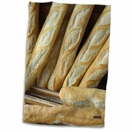 3dRose France  Provence  Cote dAzur  Lourmarin. Fresh baguettes - Towel  15 by 22-inch