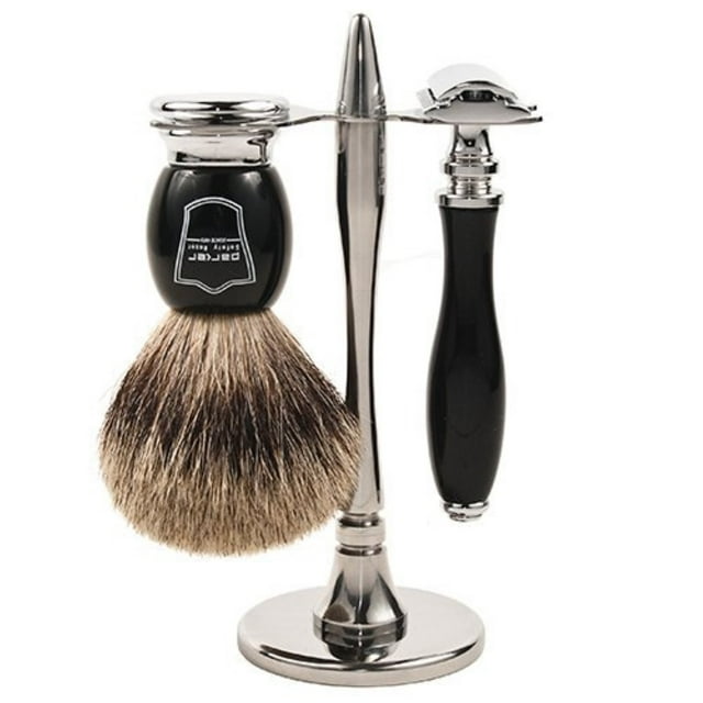 Parker 111B Ensemble de Rasoir de Sécurité - Comprend Brosse Pur Blaireau, Support en Acier Inoxydable