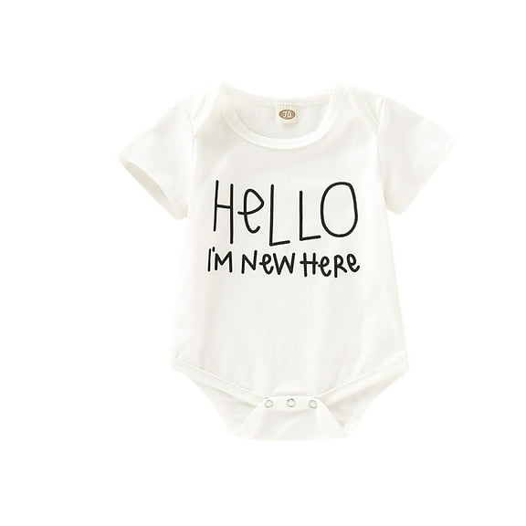 Newborn Baby Girls Romper 0 Months Baby Girls Jumpsuit Onesies Bodysuit 3 Months Baby Girls Short Sleeve Letter Print Romper,White