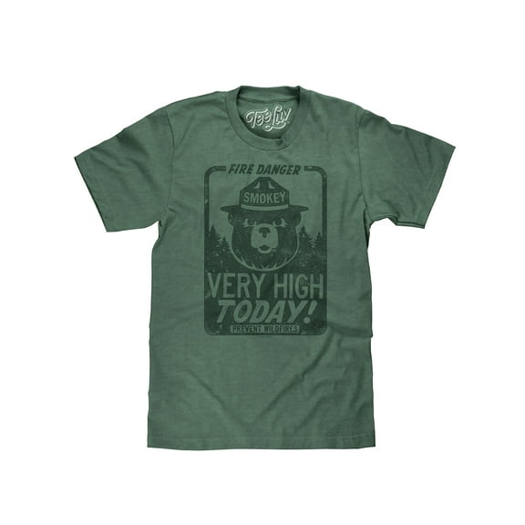 Tee Luv Men's Fire Danger Very High Today Smokey Bear Shirt (S)