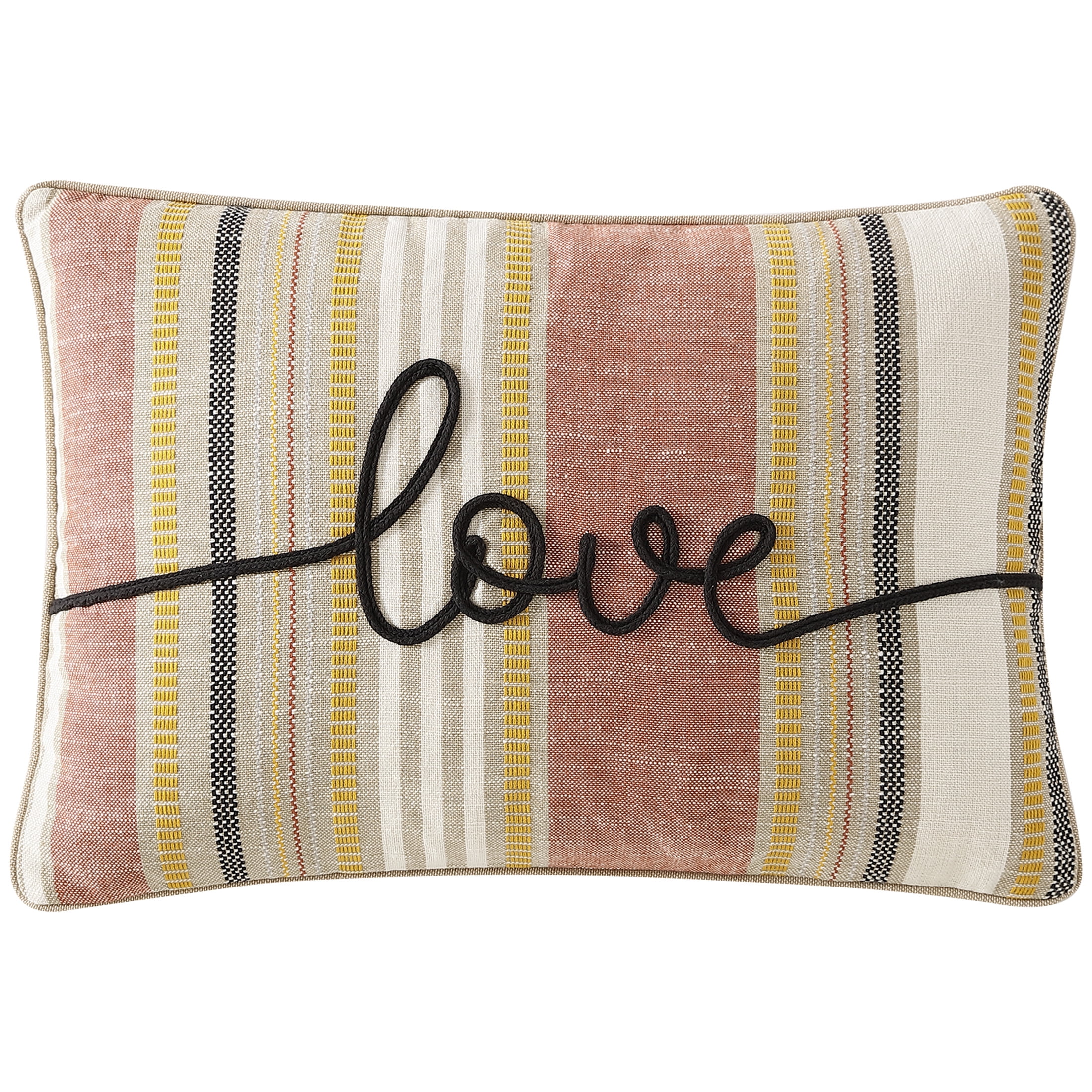 Mainstays, Love Stripe Oblong Decorative Throw Pillow, Multi, 14" x 20", Oblong, 1 Pack