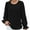 1# Black, variant on TEMOFON Women Long Sleeve T Shirts Pleated Chiffon Tunic Tops Crewneck Puff Sleeve Blouses Solid Color Loose Shirts for Women