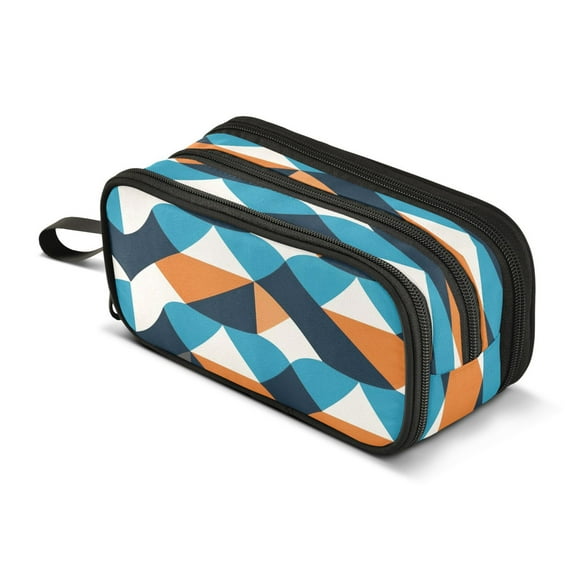 ALAZA Blue and Black Pencil Case Bag 3 Compartment Pen Pouch Large Storage Holder Box Organizer