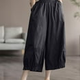 thumbnail image 6 of Capri Pants for Women, Xunlbb Women's 2024 New Large Size Versatile Age Reducing Solid Color Casual Pants(Black,M), 6 of 7