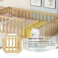 thumbnail image 3 of Twin Size Wood Floor Bed with Door & Fence, Montessori Bed Frame with Full Length Safety Guardrails, Wood Twin Bed with Slat, No Box Spring Needed-Natural, 3 of 9