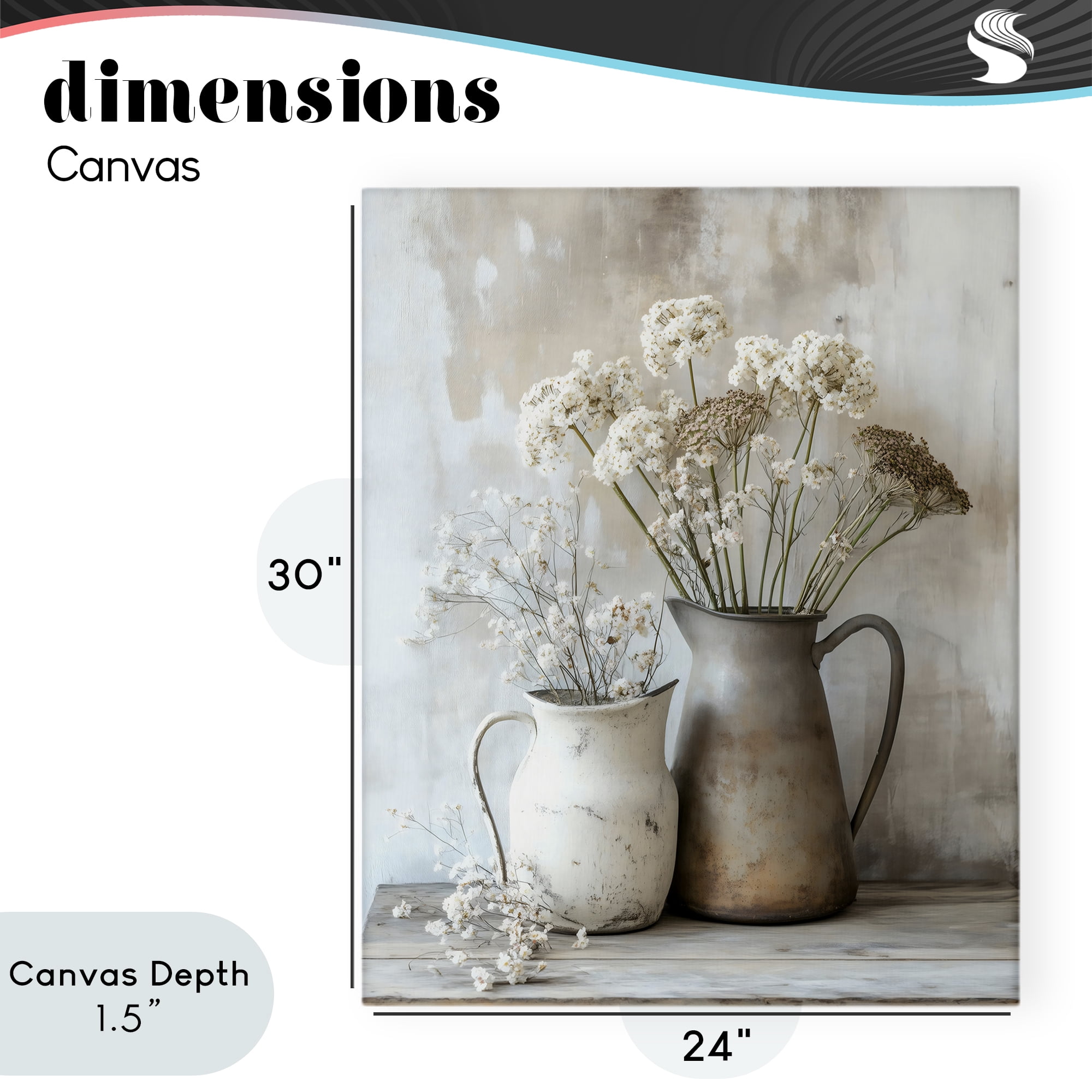 Stupell Industries Rustic Flower Arrangement in Pitchers Canvas Wall Art, design by Creative Studio