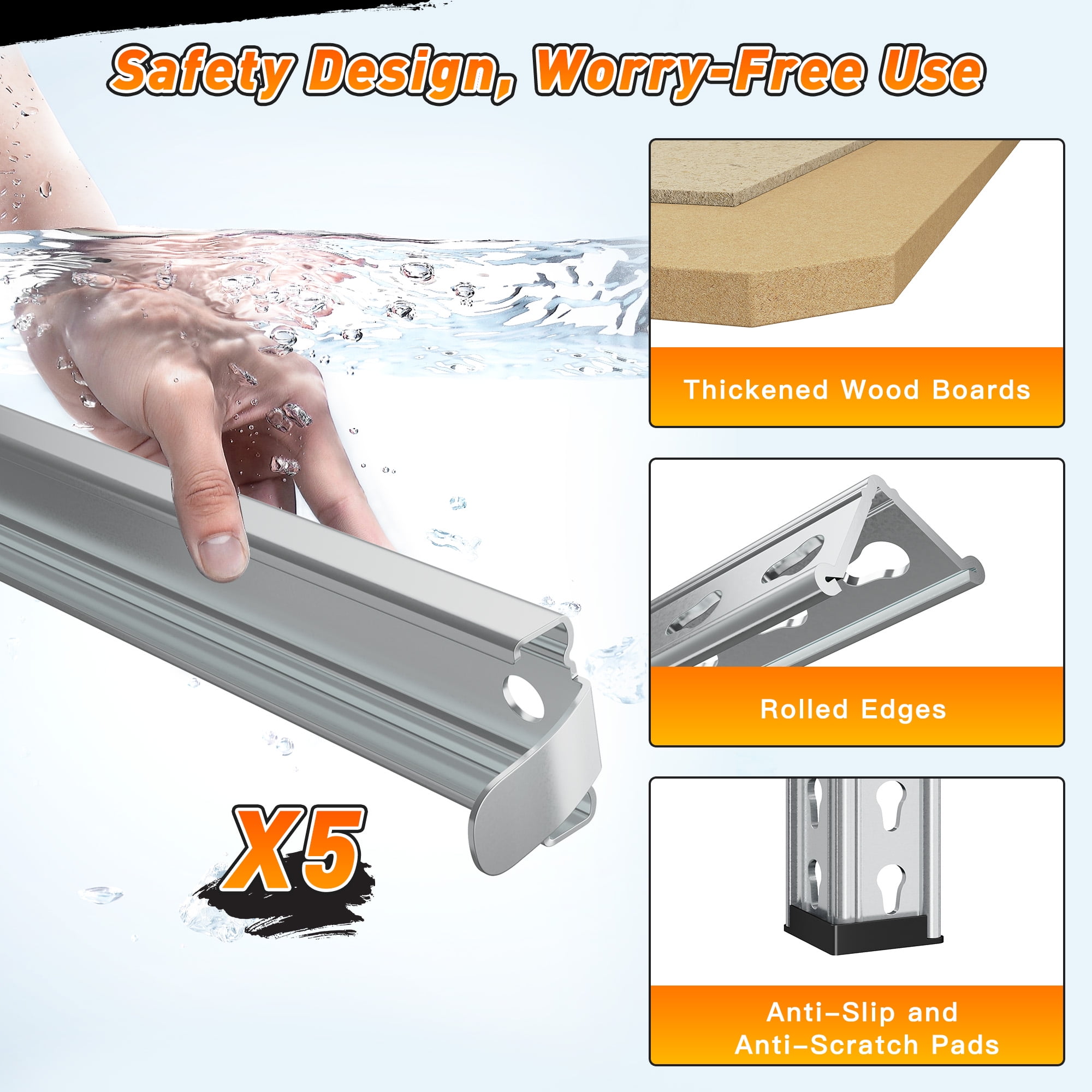 REIBII 3000LBS Garage Shelving Unit Heavy Duty Storage Shelves 5-Tier Metal Shelves，72"H x 40"W x 20"D，Galvanized