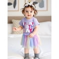 thumbnail image 3 of RUINIXCW Kids Toddler Girl Birthday Cake Mesh Outfit 1 2 3 4 5 6 Years Birthday Summer Outfit It's My Birthday Letter Embroidery Short Sleeve T Shirt with Rainbow Tulle Tutu Skirt 2 Pcs Set, 3 of 8