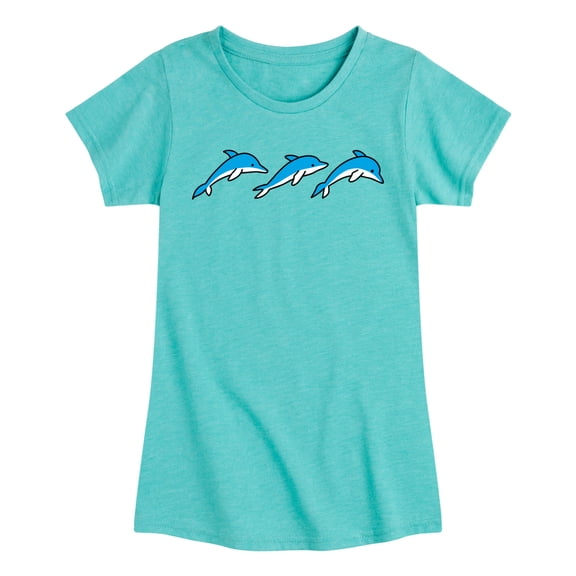 Instant Message - Three Dolphins Fitted Short Sleeve Graphic T-Shirt