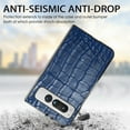 thumbnail image 4 of SaniMore for Google Pixel Fold 7.6" 2023 Case, Crocodile Texture PU Leather ull Protection with Tempered Glass Screen Protector Wear-resistant Vintage Folding Shell Shockproof Drop-resistant, Blue, 4 of 8