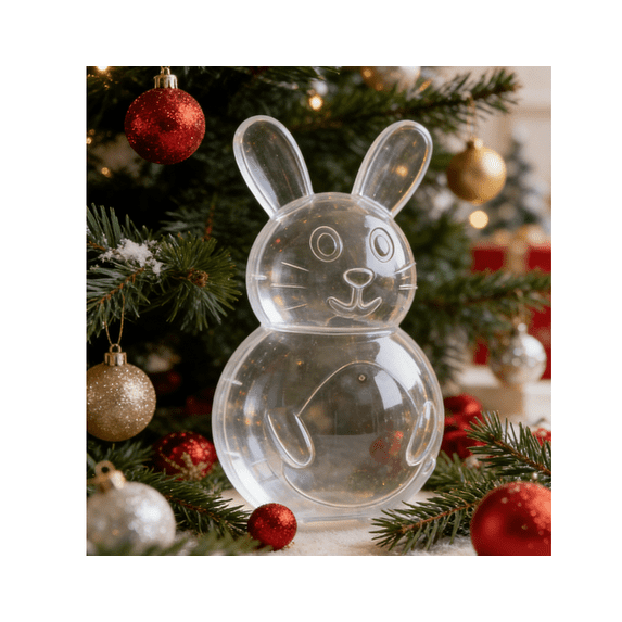 Clear Plastic Bunny Container - 10.25" Tall Two-Piece Easter Treat Holder - Professional Seasonal Gift Box - Versatile Spring Display & Party Favor Container 2026