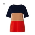 thumbnail image 1 of Blusa de cuello redondo superior de manga corta con bloque de color de camiseta de mujer, naranja colorida, M AweSitey AP002555-47, 1 of 7