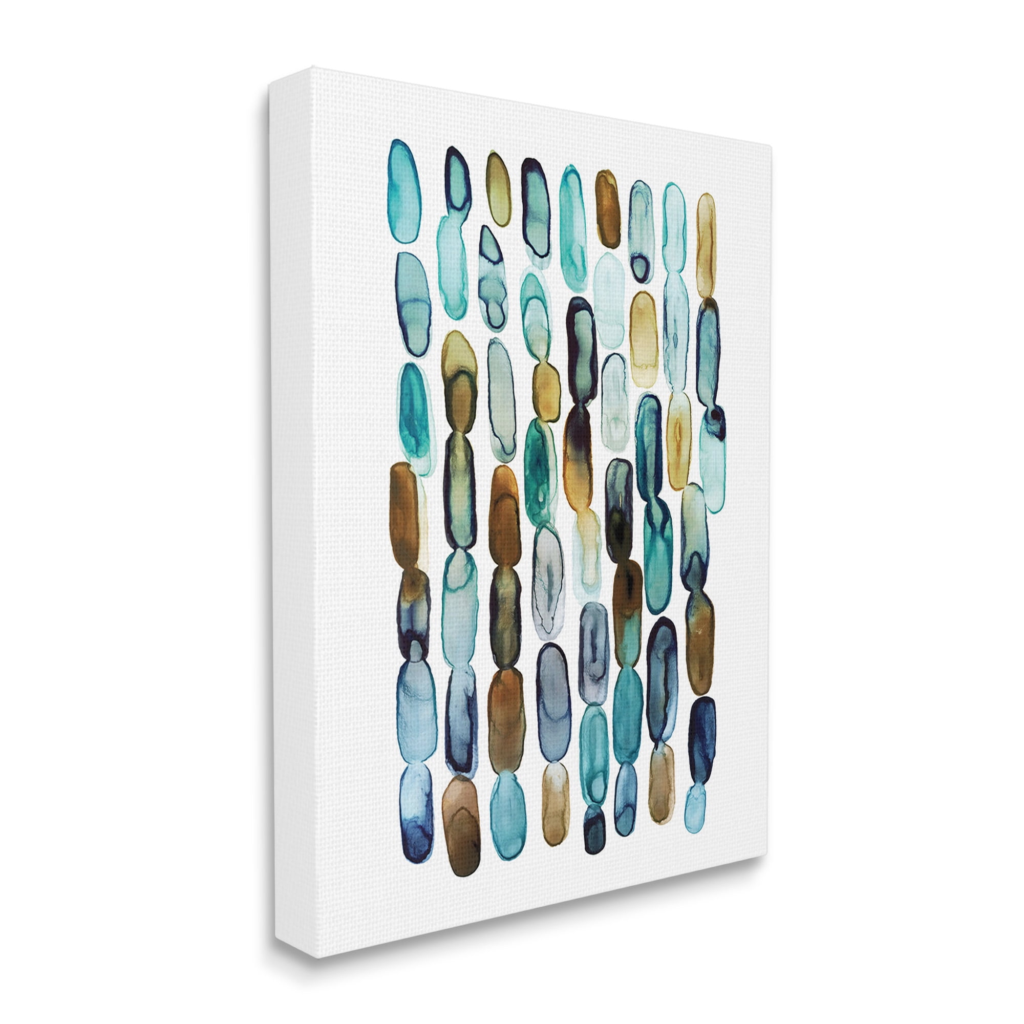 Stupell Industries Blue Oblong Shapes Pattern Abstract Painting Gallery Wrapped Canvas Art Print Wall Art, 16 x 20