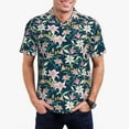 thumbnail image 2 of Balery Lilies Flowers Printed Men’s Short Sleeve Polo Shirt, Midweight Men's Shirt,Golf Polo shirts -3X-Large, 2 of 8