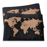 Shop LC  Set of 2 Home Decor Black Gold Paper Scratch Off World Map Posters Foldable Lightweight Wall Poster