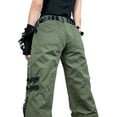thumbnail image 5 of Sunisery Gothic Cargo Jeans for Women Wide Straight Leg Punk Grunge Baggy Pants Aesthetic Y2k Trousers Streetwear with Pockets, 5 of 6