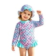 thumbnail image 2 of Toddler Swimsuit Girl 2t Ruffle Hem Color Block Little Girls' Swimwear Cute Two Piece Criss Cross Bathing Suits for Girls 7-16 Years, 2 of 6