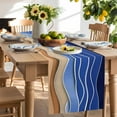 thumbnail image 3 of Dark Blue Ripple Table Runner, Dark Blue Gradient Kitchen Table Runners Dress Scarves for Table Decorations Party/Restaurant/Indoor Outdoor Use, 13x90in, 3 of 9