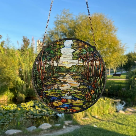 Florida Everglades Painted Stained Glass Suncatcher, Window Hanging Decor, Outdoor Sun Catcher Decor, Natural ParkÃ‚ WallÃ‚ Decor