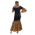 thumbnail image 4 of Women's Long African Dress Ankara Print | Cotton Clothing Smoked Fish Tail Mermaid with Matching Headwrap, Fade Resistant Elastic Smoked Bodice Kente Afrocentric Dress, 4 of 4