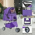 thumbnail image 6 of BestPet 3 Wheels Pet Stroller Dog Cat Stroller Folding Carrier Waterproof with Cup Holder (Purple), 6 of 7