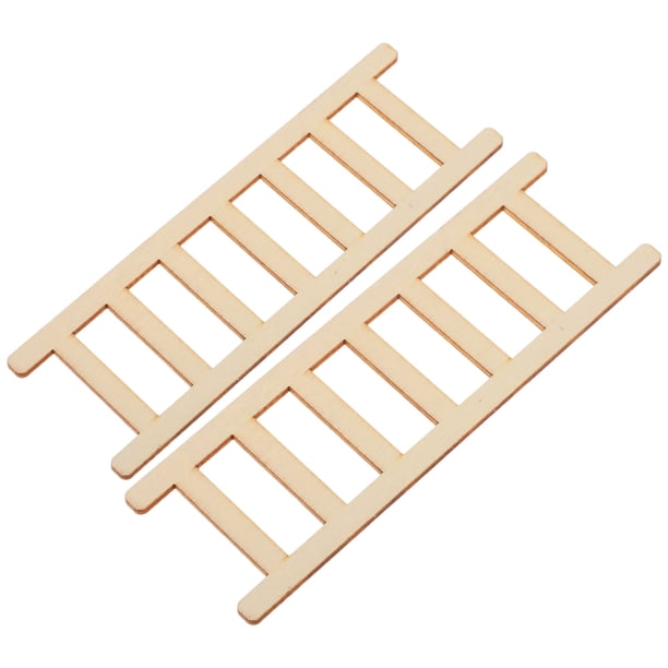 2 escaleras de madera en miniatura, juguete de simulación de escalera, muebles de casa de madera en miniatura