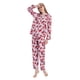 thumbnail image 2 of GLOBAL Conjuntos de Pijamas de Algodón para Mujer, Ropa de Dormir de Manga Larga con Botones, Ropa de Dormir Cómoda, Conjunto de Pijama Suave, Flor Roja Rosa M, 2 of 6